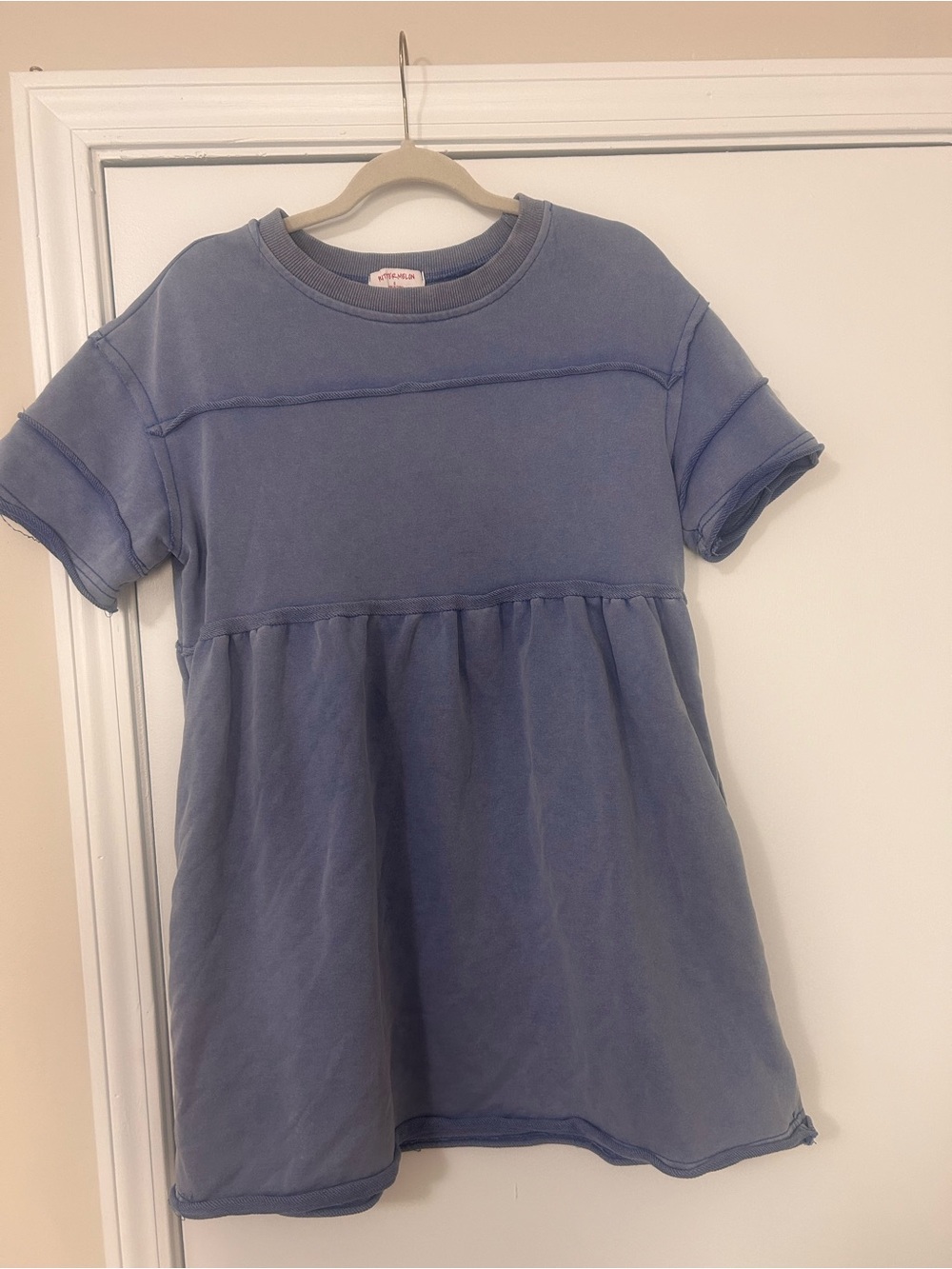 BUTTERMELON WASHED FRENCH TERRY SHORT SLEEVE DRESS